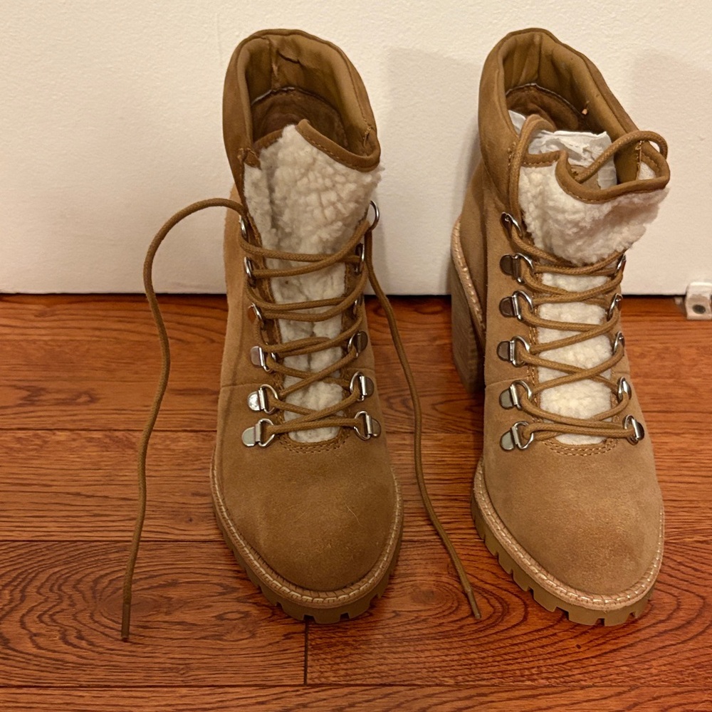 Dolce Vita Tan Lace-Up Combat Boots